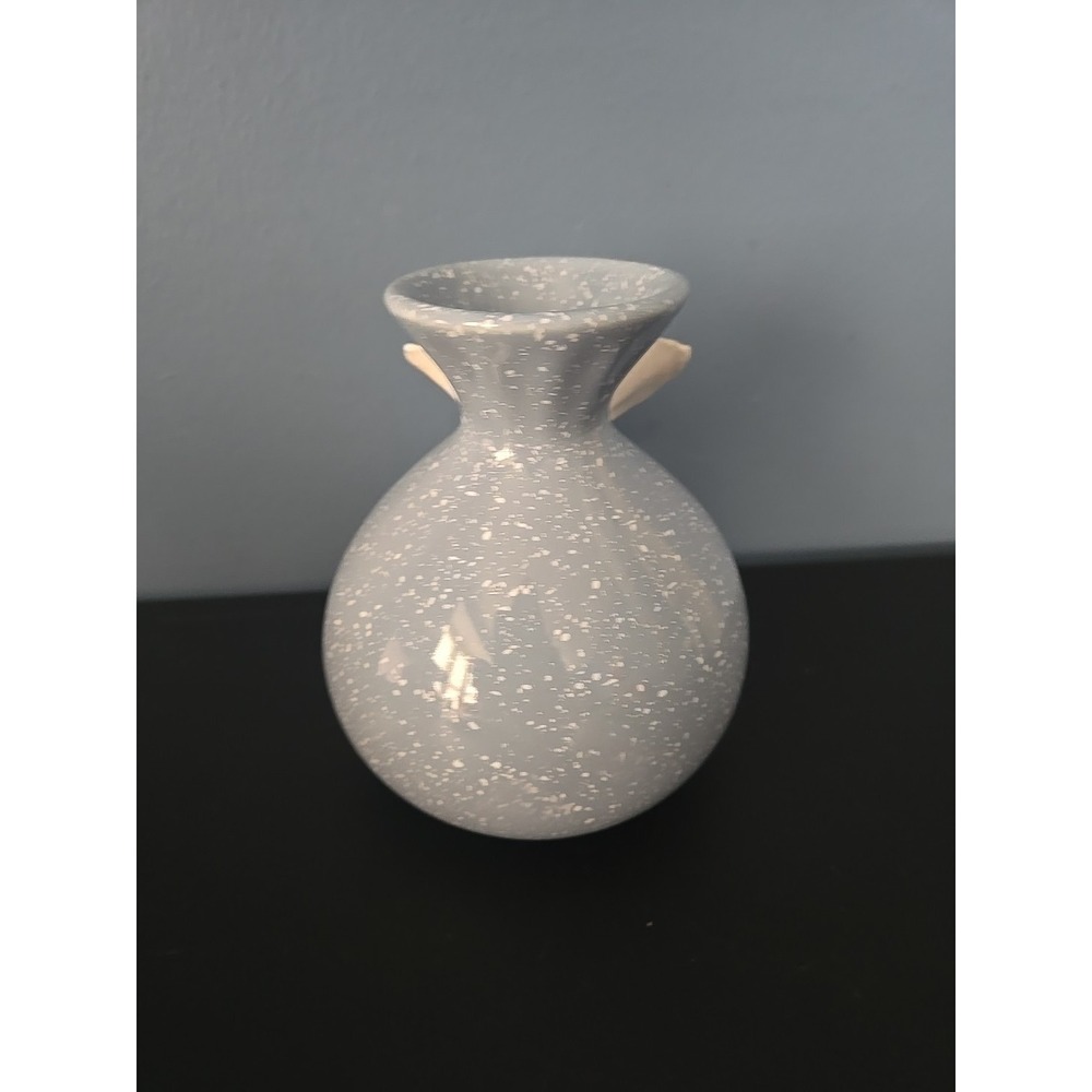 Anthropologie Vase "Gilded Bloom" Blue With White Dots, White /gold Floral Decor - Picture 4 of 10